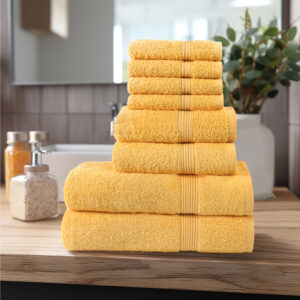 6 Piece Fade resistant bath towel set for bathroom, 100% Cotton soft and absorbent, 2 Bath + 4 Hand Towels,