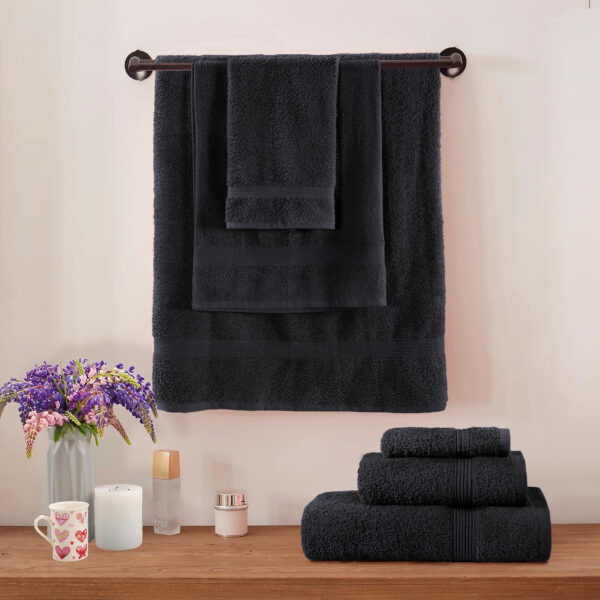 6 Piece Fade resistant bath towel set for bathroom, 100% Cotton soft and absorbent, 2 Bath + 4 Hand Towels - Image 2
