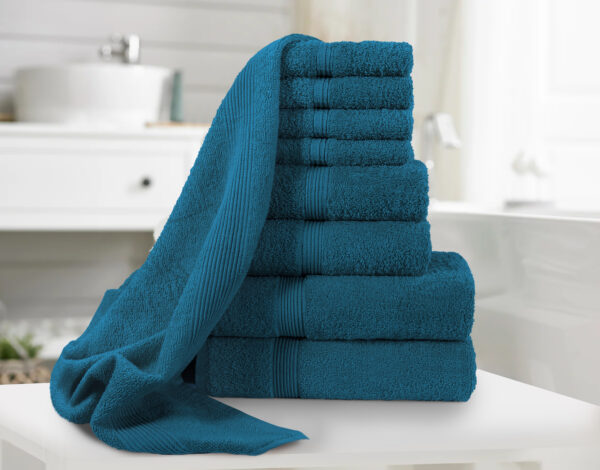 6 Piece Fade resistant bath towel set for bathroom, 100% Cotton soft and absorbent, 2 Bath + 4 Hand Towels