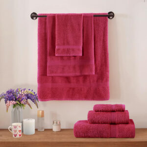 6 Piece Fade resistant Towel set for bathroom, 100% Cotton, soft and absorbent, 2 Bath + 2 Hand + 2 Washcloths,