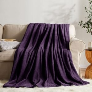 Lightweight Reversible Faux Fur Throw Fleece Blanket For Sofa & Bed