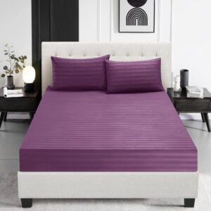 Elastic Edges Breathable Satin Stripe 30 Cm Deep Pocket Fitted Sheet