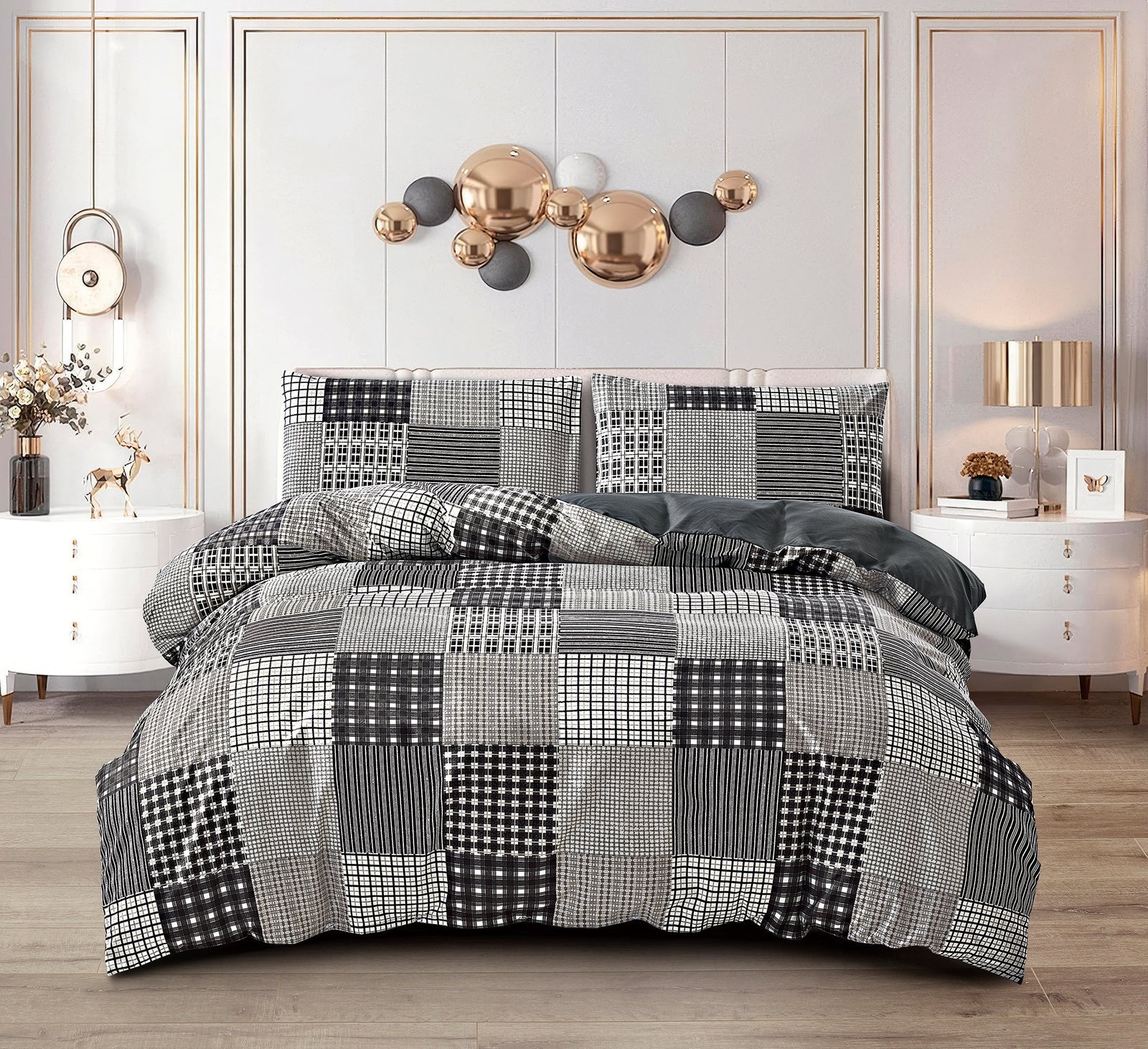 Breathable Microfibre Quilt Duvet Cover Set With Fitted Sheet - Image 24