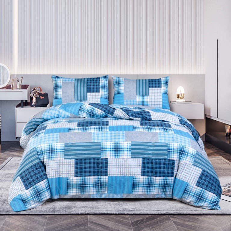 Breathable Microfibre Quilt Duvet Cover Set With Fitted Sheet - Image 55