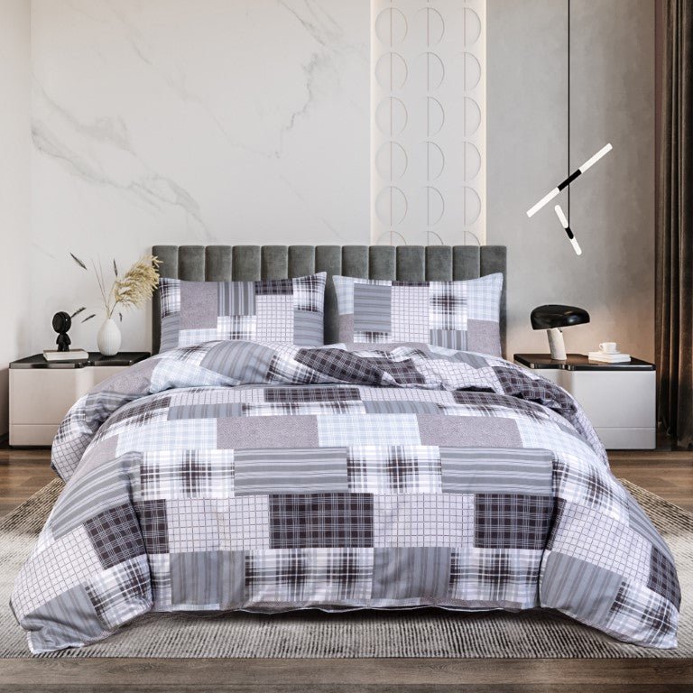 Breathable Microfibre Quilt Duvet Cover Set With Fitted Sheet - Image 63