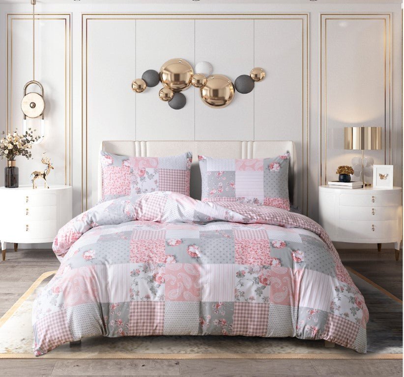 Breathable Microfibre Quilt Duvet Cover Set With Fitted Sheet - Image 101