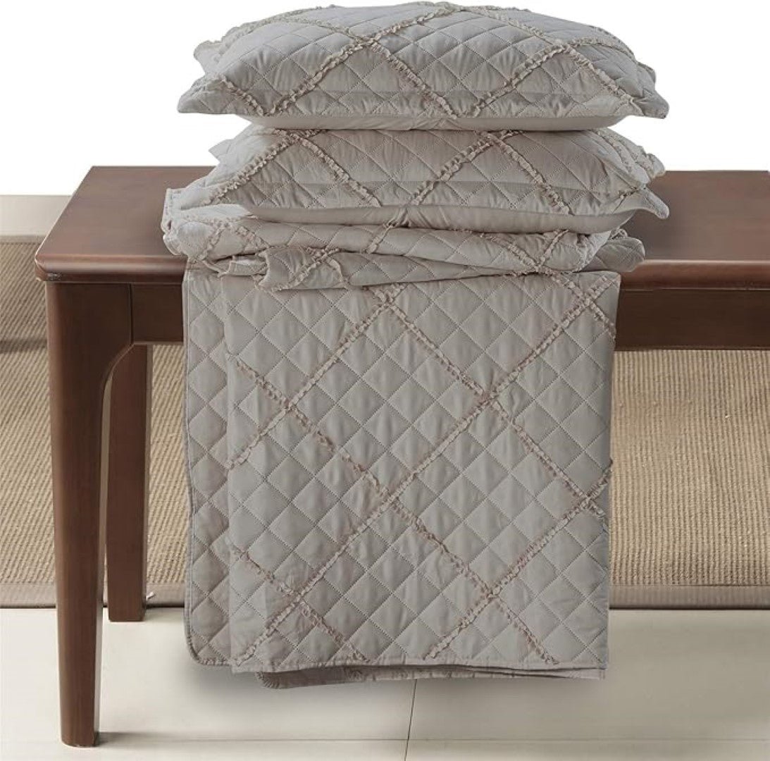 Lightweight Embossed Quilted Ruffle Bedspread Comforter with Pillow Case - Image 10