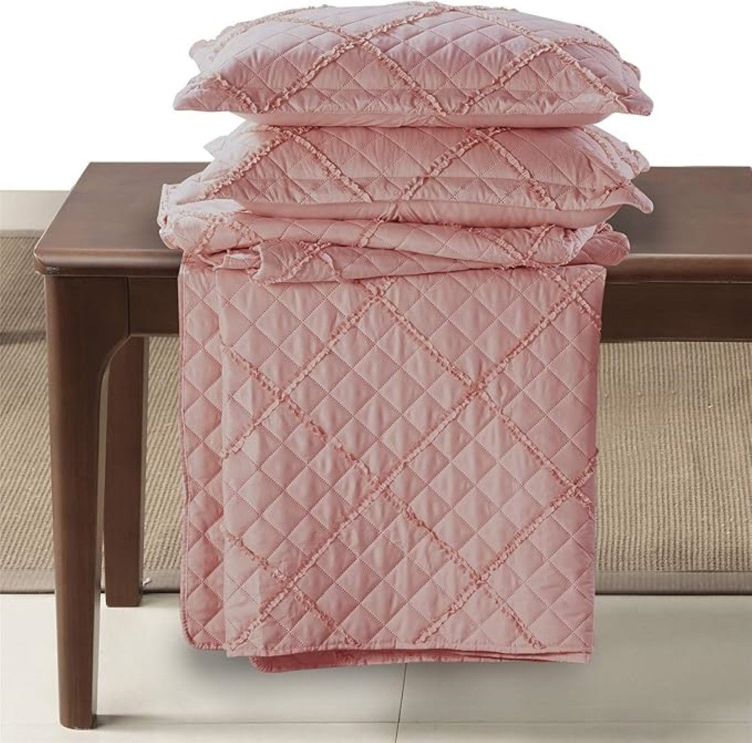 Lightweight Embossed Quilted Ruffle Bedspread Comforter with Pillow Case - Image 14