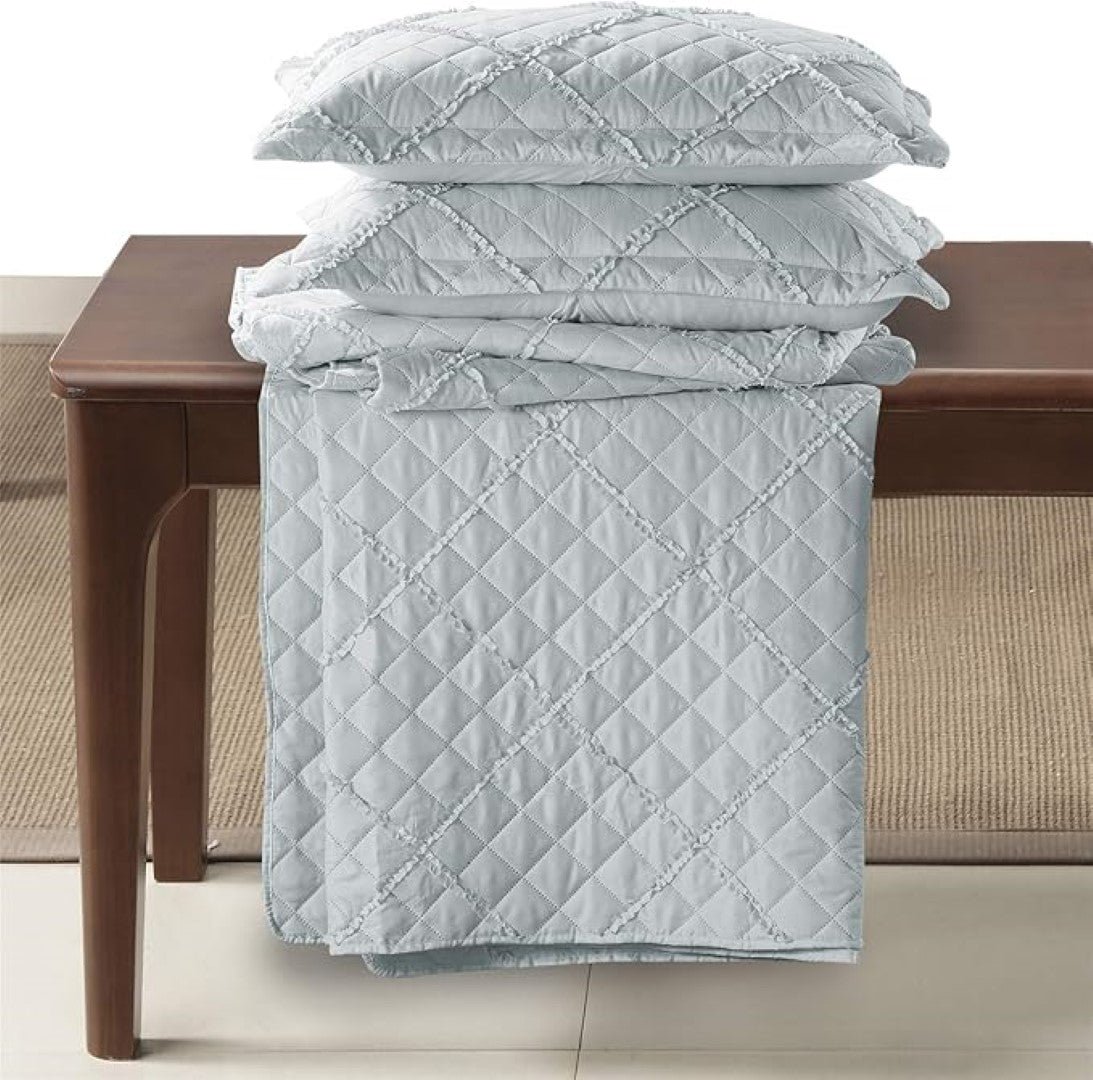 Lightweight Embossed Quilted Ruffle Bedspread Comforter with Pillow Case - Image 16