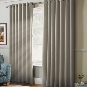 100% Blackout Ready Made Eyelet Curtains Grey