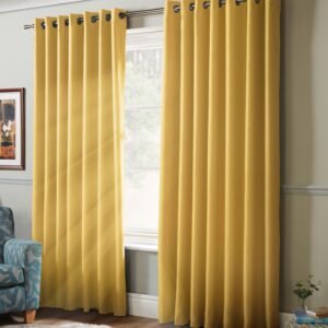 100% Blackout Ready Made Eyelet Curtains Ochre