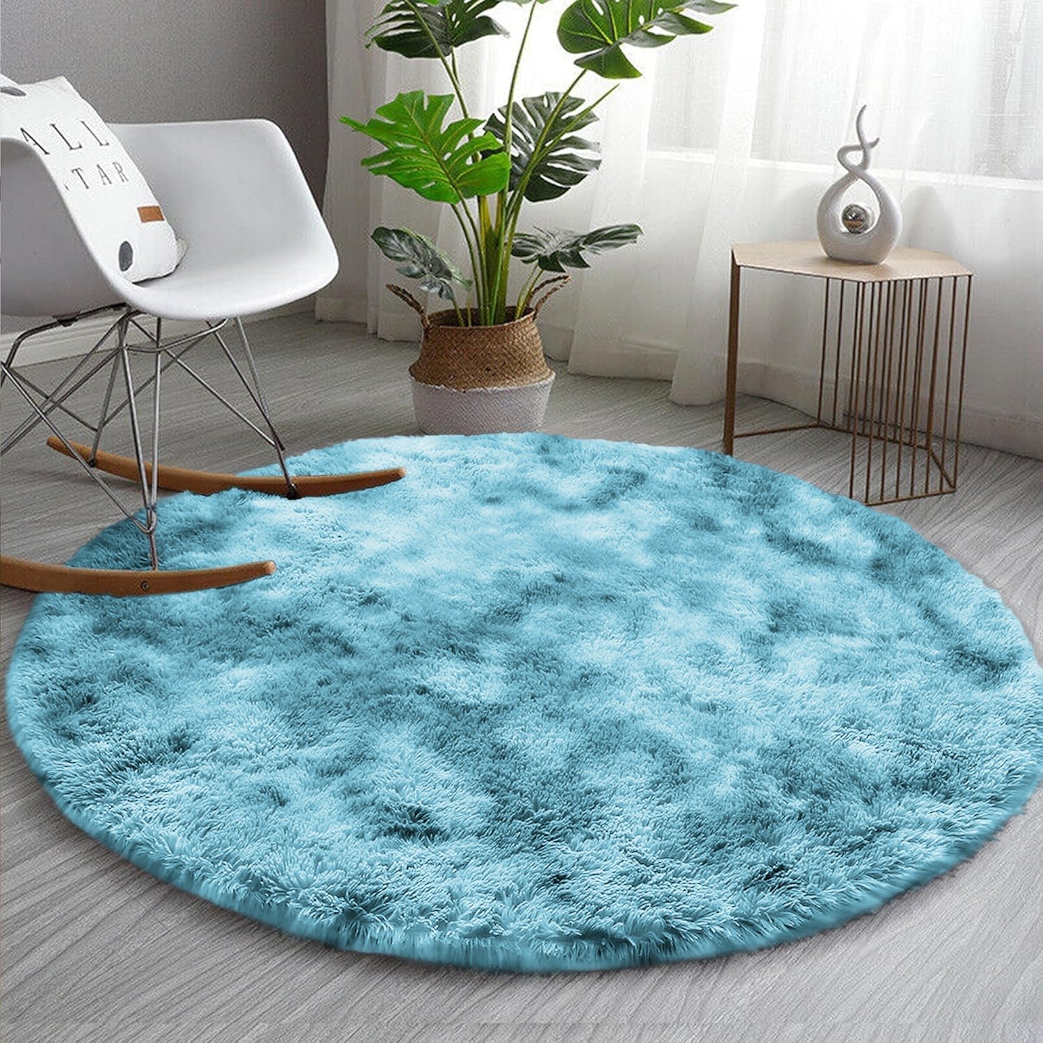 Teal rug for living room Tie Dye Style - Image 6