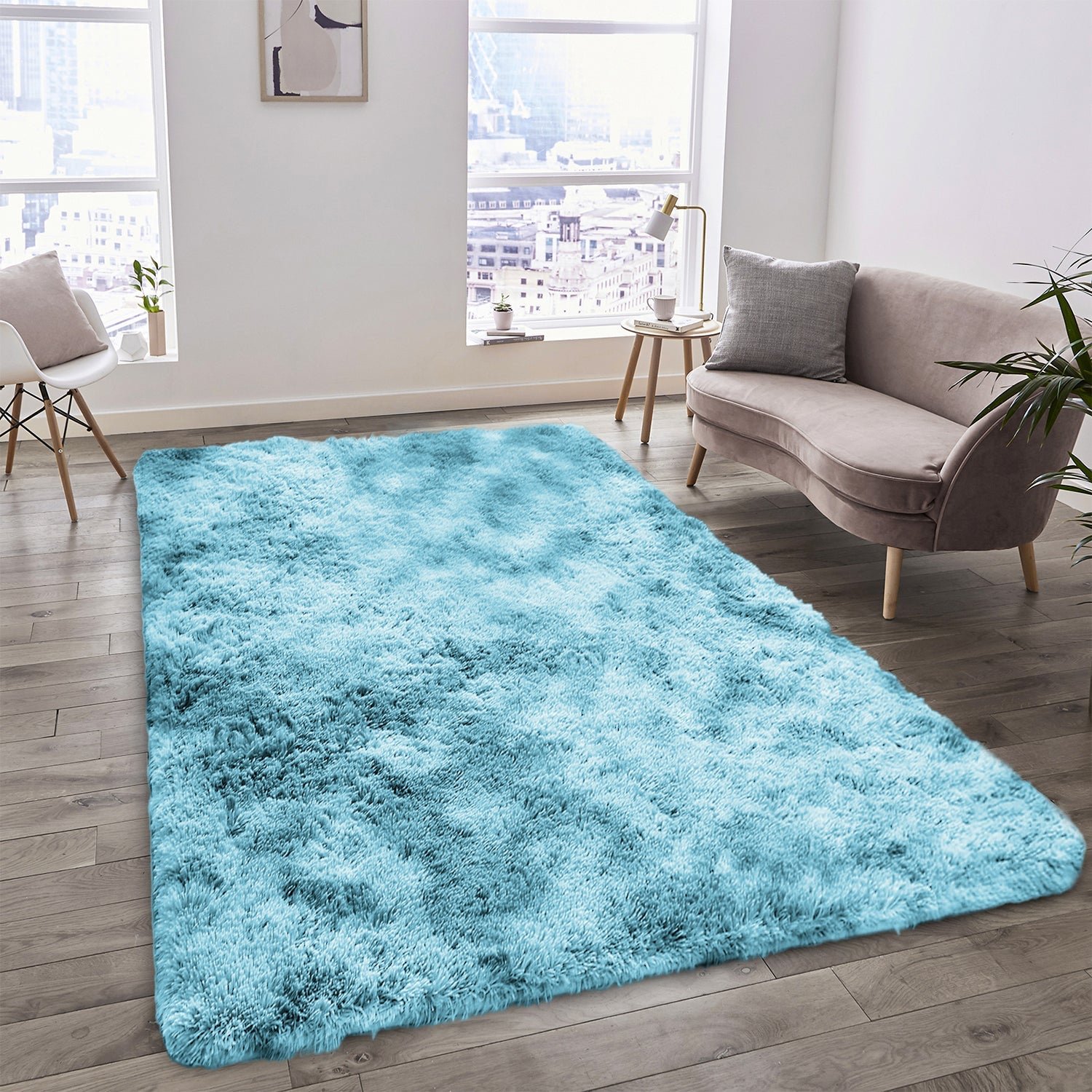 Teal rug for living room Tie Dye Style - Image 7