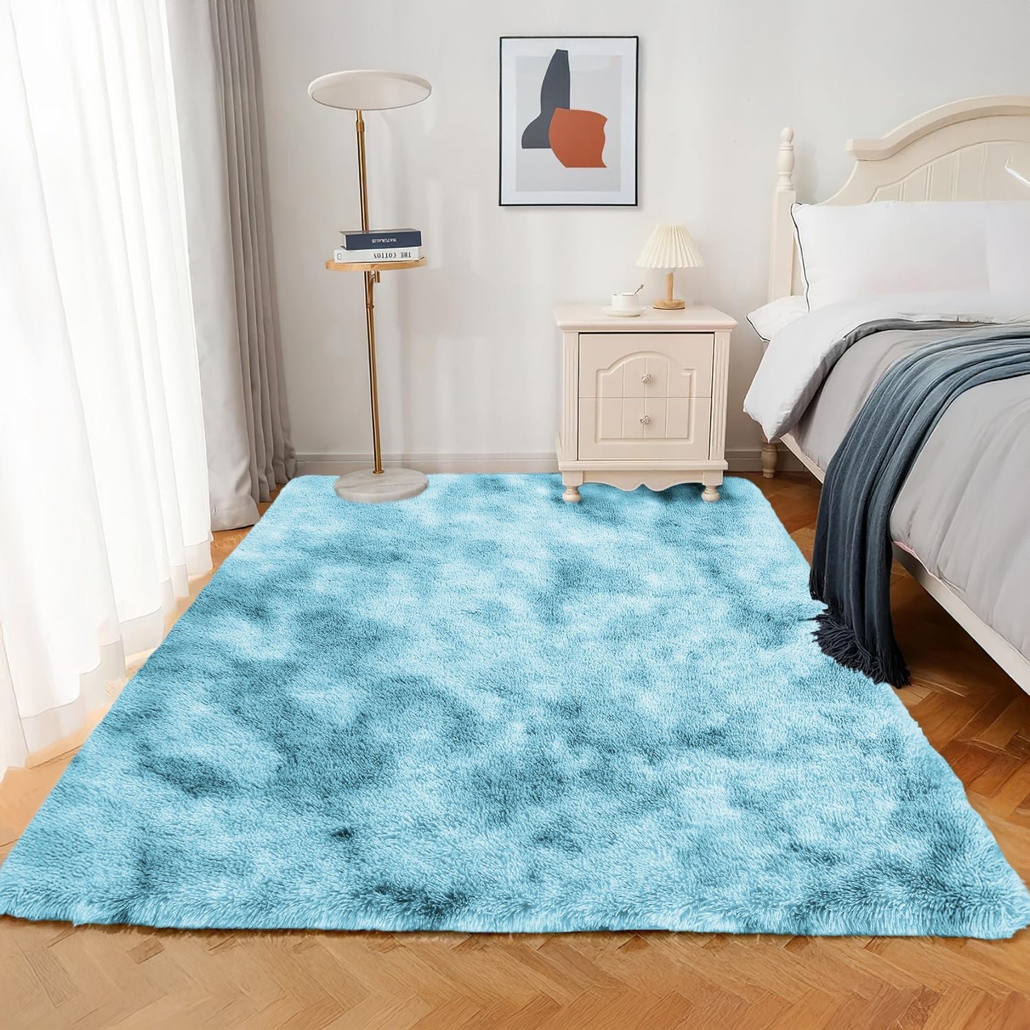 Teal rug for living room Tie Dye Style - Image 8