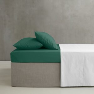 Catherine Lansfield Easy-Iron Percale Bed Linen Fitted Sheet Dark Green