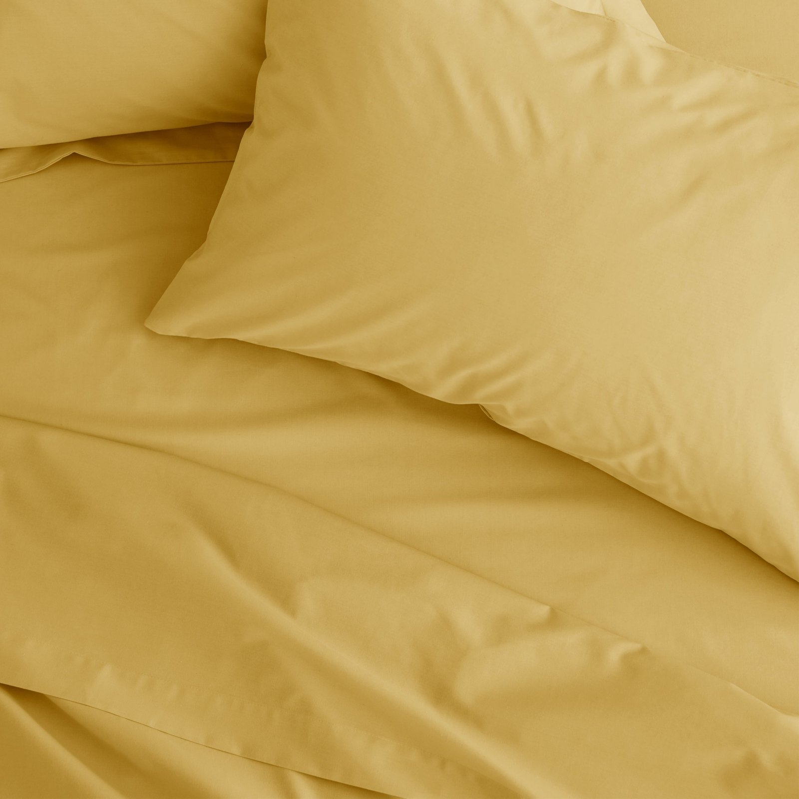 Catherine Lansfield Easy-Iron Percale Bed Linen Fitted Sheet Ochre - Image 2