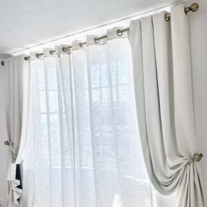 Antique Brass Curtain Pole Set with HoldBacks