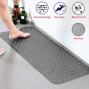 Grey Non Slip Shower Mat for Elderly Safe, Secure & Comfortable Bathing