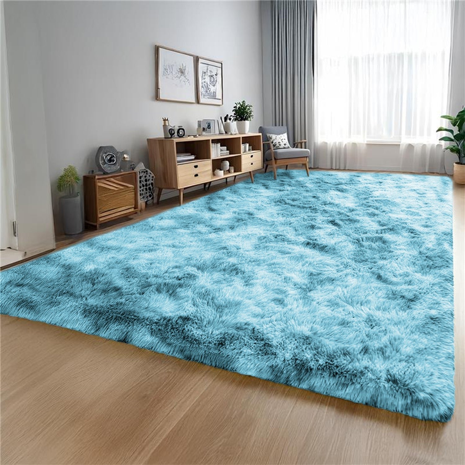 Teal rug for living room Tie Dye Style - Image 9