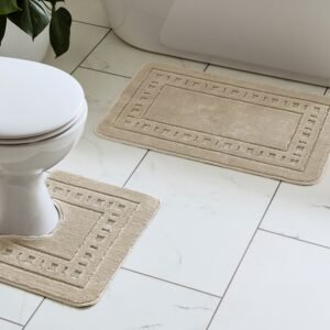 Catherine Lansfield Armoni Bath Mat and Pedestal Mat Natural