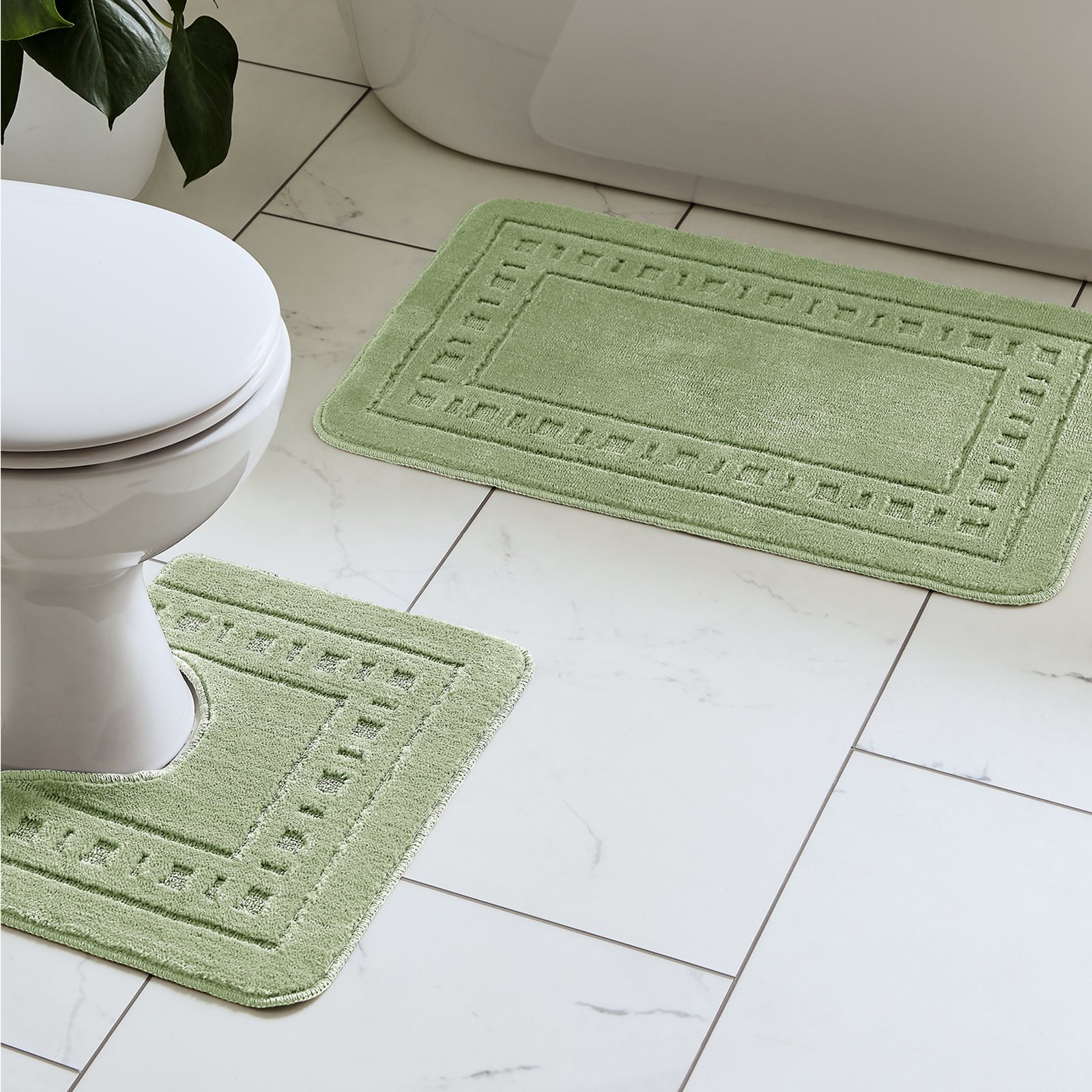 Catherine Lansfield Armoni Bath Mat and Pedestal Mat Sage