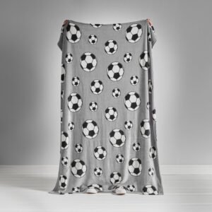 Catherine Lansfield Football 130cm x 170cm Fleece Throw Grey