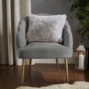 Catherine Lansfield Cuddly Faux Fur Filled Cushion 45cm x 45cm Silver Grey