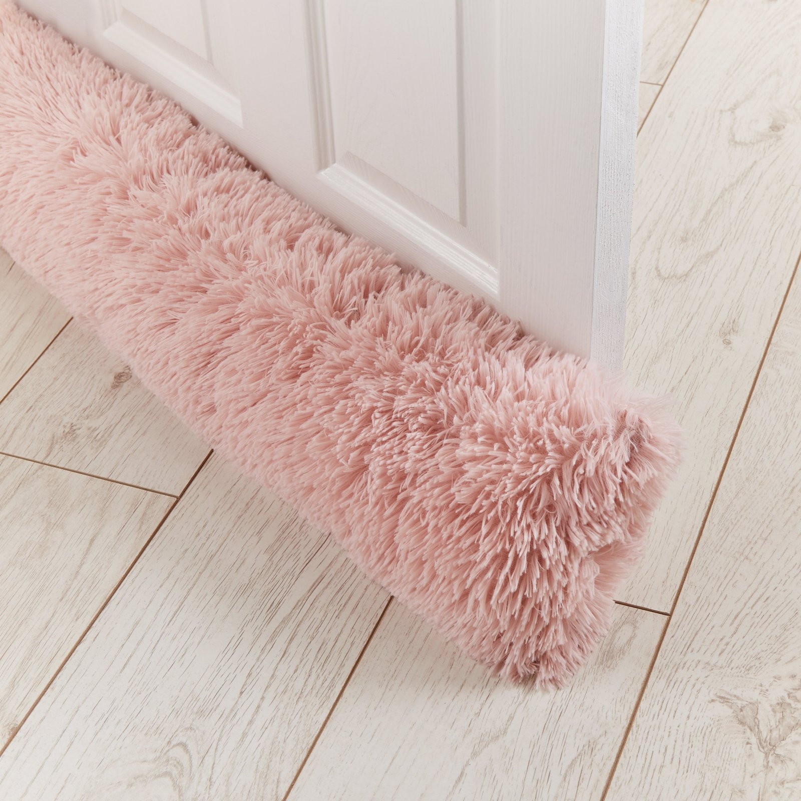 Catherine Lansfield Cuddly Faux Fur 90cm x 20cm Draught Excluder Blush - Image 2