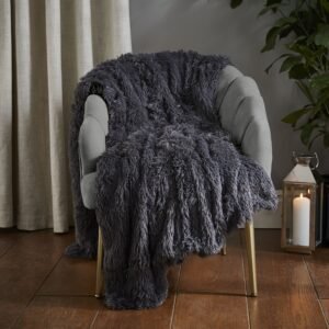 Catherine Lansfield Cuddly 150cmx200cm Throw Charcoal