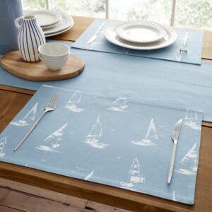 Catherine Lansfield Salcombe Boats Four Placemats Blue