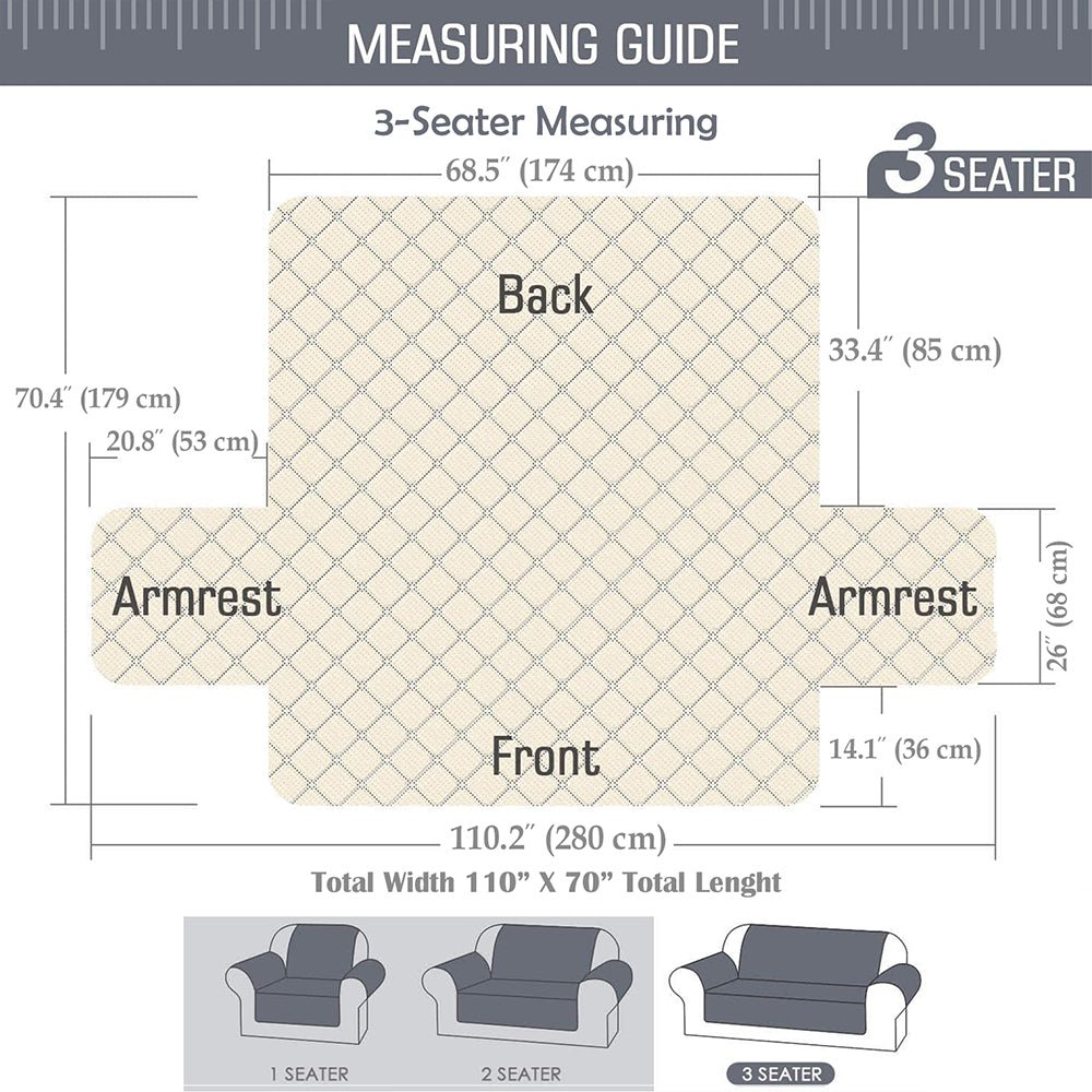 Waterproof Sofa Cover Reversible Anti Slip Light Grey/Dark Grey - Image 12