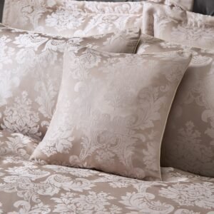 Catherine Lansfield Damask Jacquard Filled Cushion 43cm x 43cm Champagne
