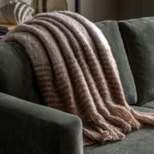 Mohair 130cm x 170cm Fringe Throw Brown Natural