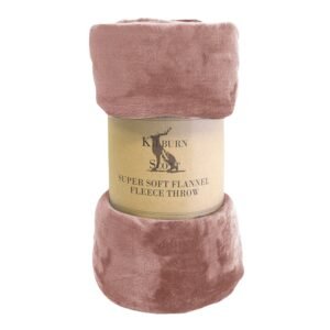 Rolled Flannel Fleece Throw 140cm x 180cm Blush