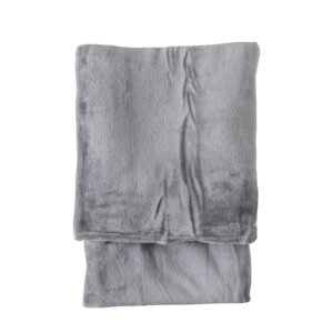 Rolled 140cm x 180cm Flannel Fleece Throw Silver