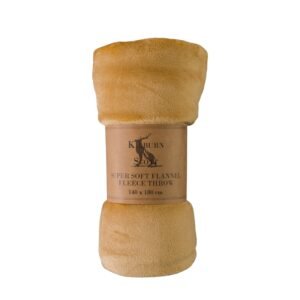 Rolled 140cm x 180cm Flannel Fleece Throw Camel