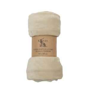 Rolled 140cm x 180cm Flannel Fleece Throw Oatmeal