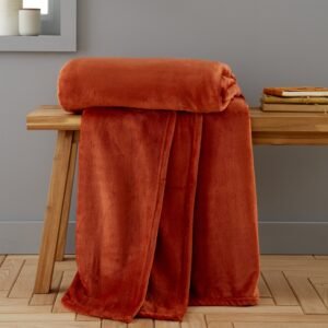 Catherine Lansfield Raschel Velvet Touch 130cm x 170cm Throw Burnt Orange