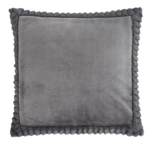 Catherine Lansfield Velvet Faux Fur Filled Cushion 55cm x 55cm Charcoal