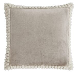 Catherine Lansfield Velvet Faux Fur Filled Cushion 55cm x 55cm Natural