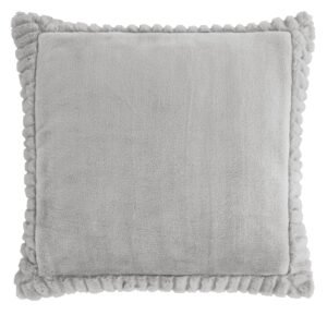 Catherine Lansfield Velvet Faux Fur Filled Cushion 55cm x 55cm Silver Grey