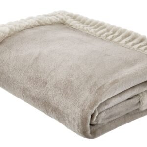 Catherine Lansfield Velvet And Faux Fur Soft 150cmx200cm Throw Natural