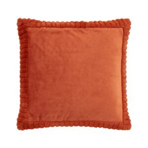 Catherine Lansfield Velvet Faux Fur Filled Cushion 55cm x 55cm Burnt Orange