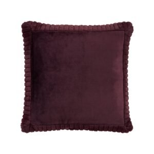 Catherine Lansfield Velvet Faux Fur Filled Cushion 55cm x 55cm Plum