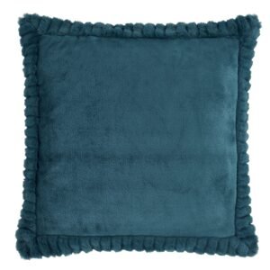 Catherine Lansfield Velvet Faux Fur Filled Cushion 55cm x 55cm Teal