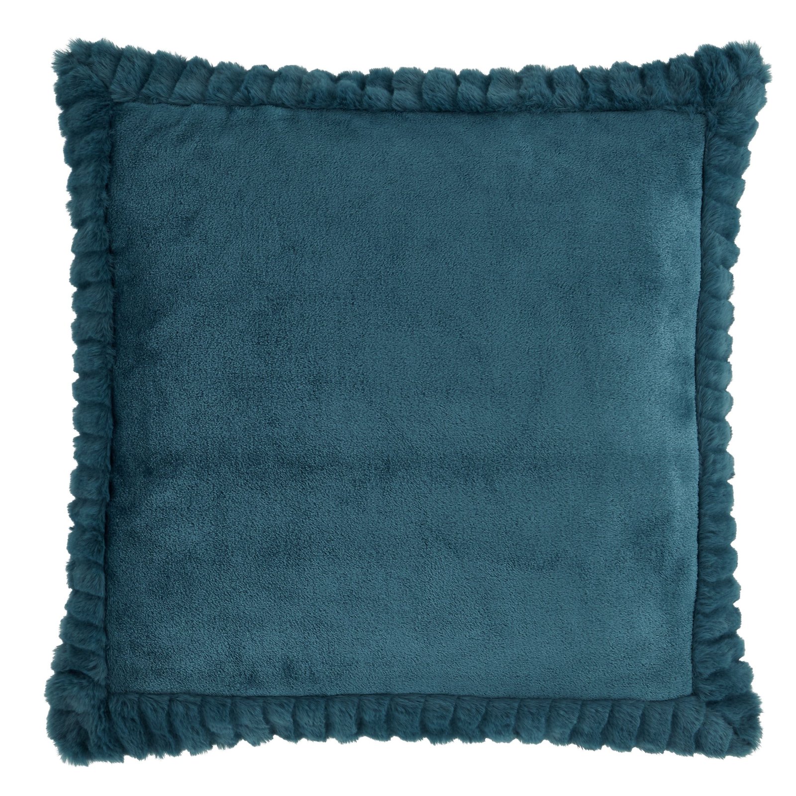 Catherine Lansfield Velvet Faux Fur Filled Cushion 55cm x 55cm Teal