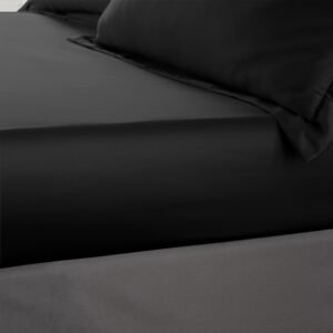 Catherine Lansfield Silky Soft Satin Bed Linen Fitted Sheet Black