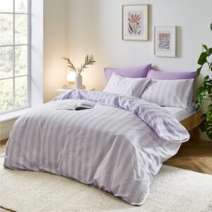 Sassy B Stripe Tease Duvet Cover Bedding Set Lilac