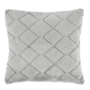 Catherine Lansfield Cosy Diamond Faux Fur Filled Cushion 43cm x 43cm Silver Grey