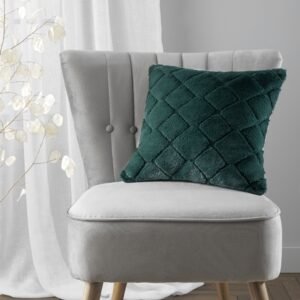 Catherine Lansfield Cosy Diamond Faux Fur Filled Cushion 43cm x 43cm Green